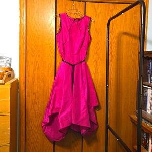 Boutique Dress From Diana Misetic Hot Pink Silk & Leather Size 6 Made in USA